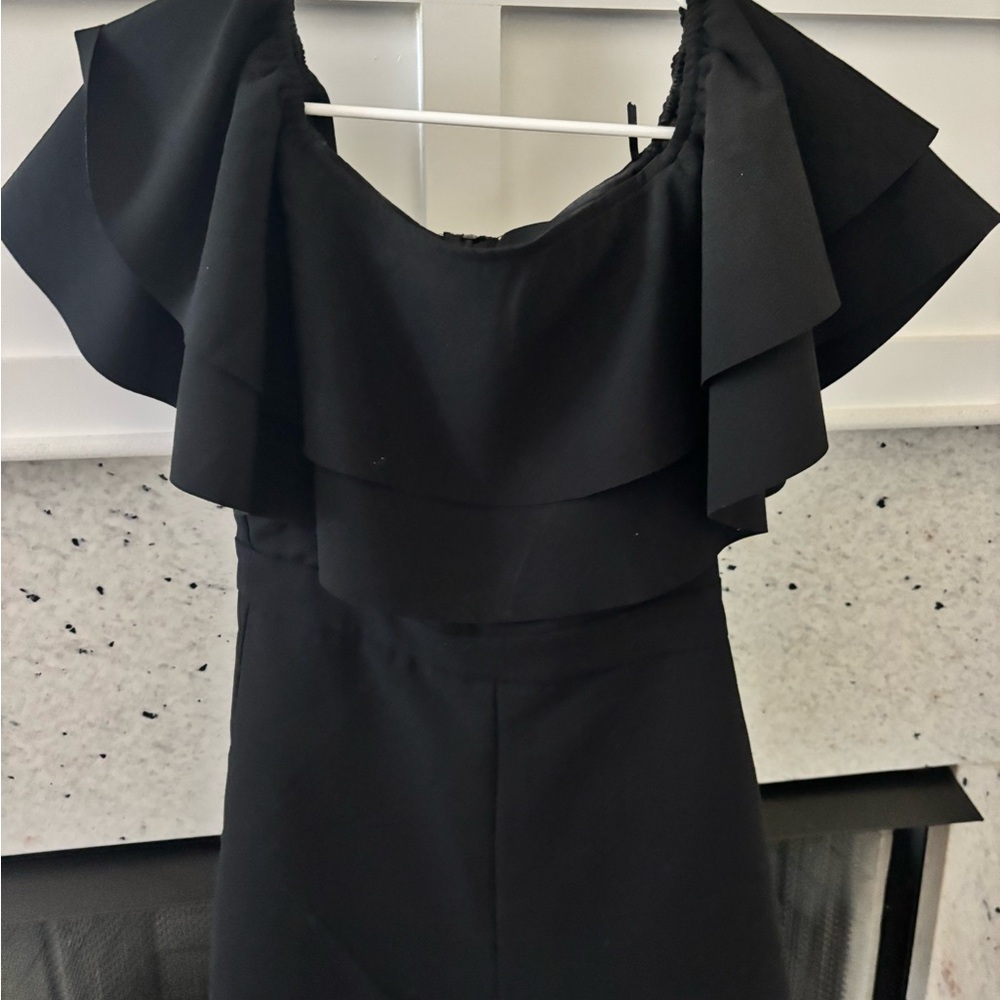 Elegant Black Ruffle Romper